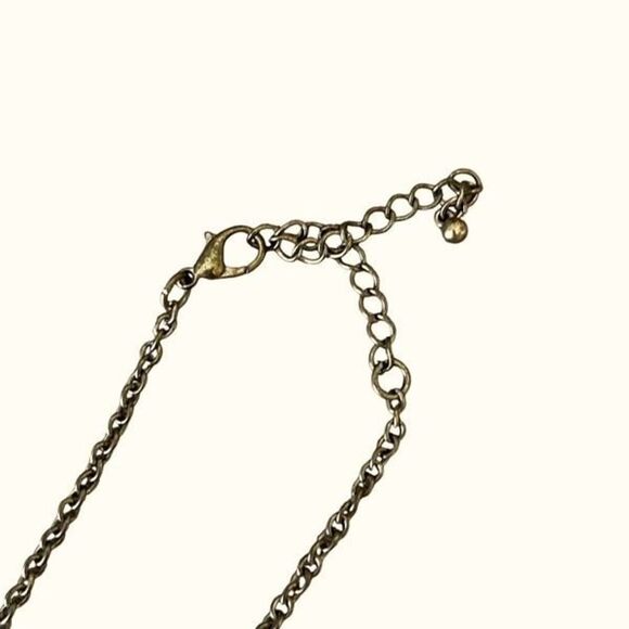 Oval 8 Beaded Rhinestrone Chain Statement Necklace‎ Green Gold Tone - Picture 6 of 7